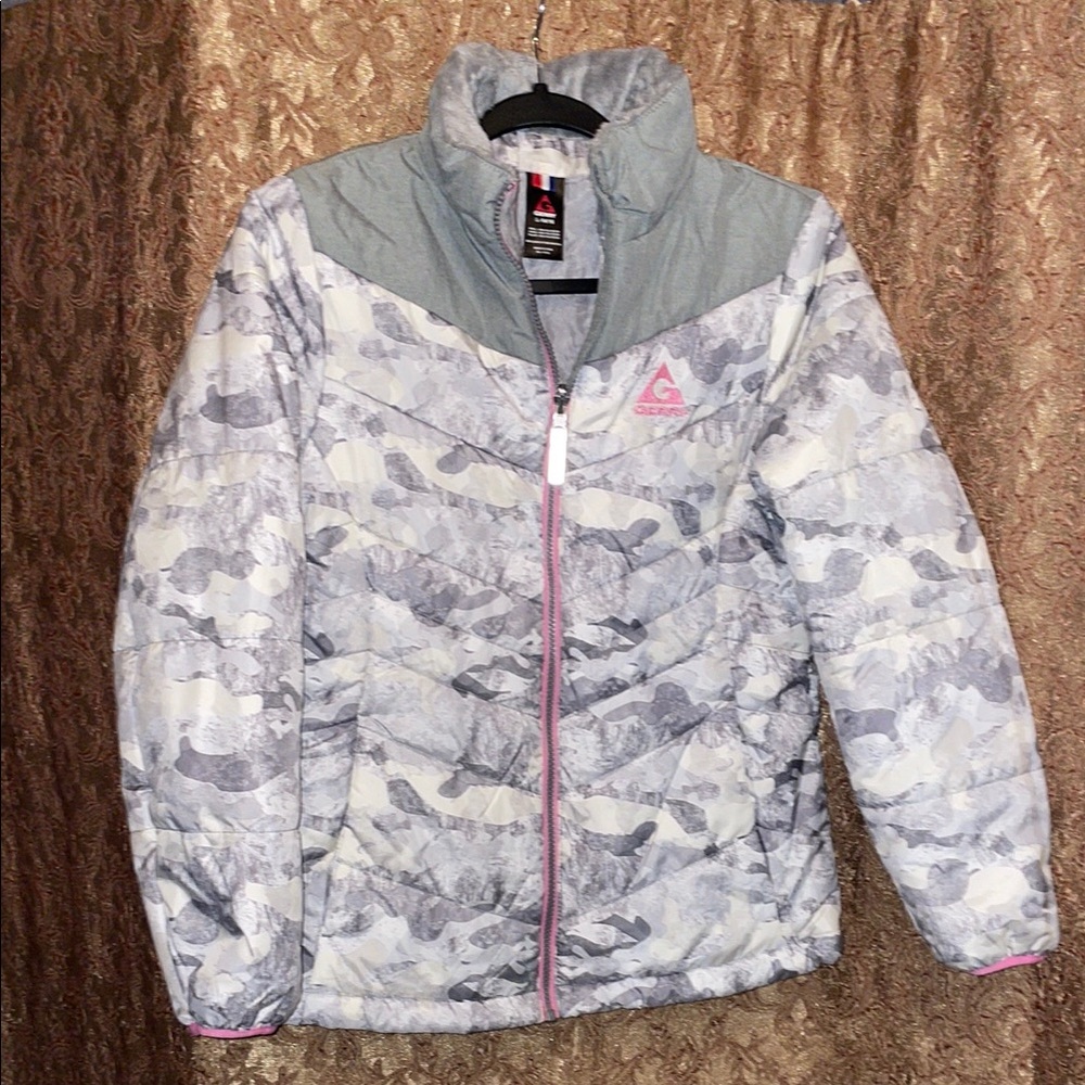 NWOT Gerry Weber Jacket. Size L (14/16) Gray & Pink Puffer Jacket - Picture 1 of 5